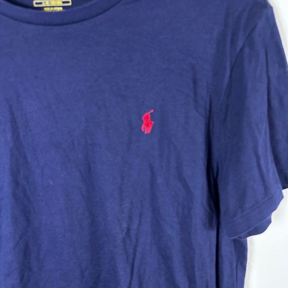 Polo Ralph Lauren T-Shirt Mens Large Navy Blue Red Pony Logo Cotton Crew Neck - Picture 2 of 7